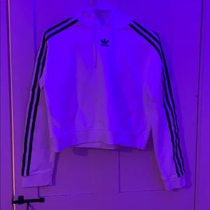 white adidas cropped hoodie